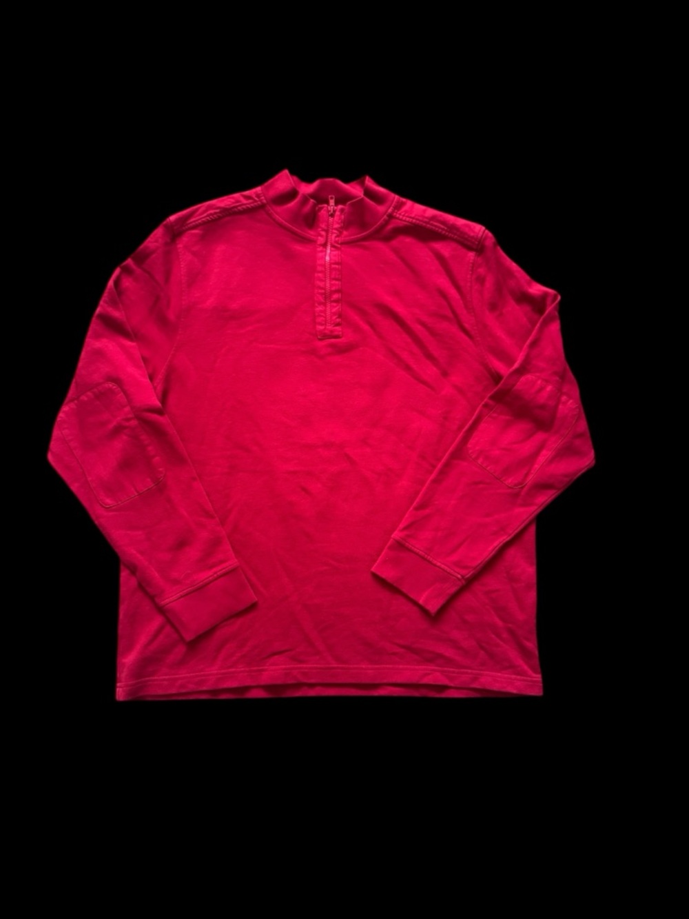 Untuckit 1/4 Zip Sweatshirt Men XL Red Mock Neck Elbow Patch Pullover